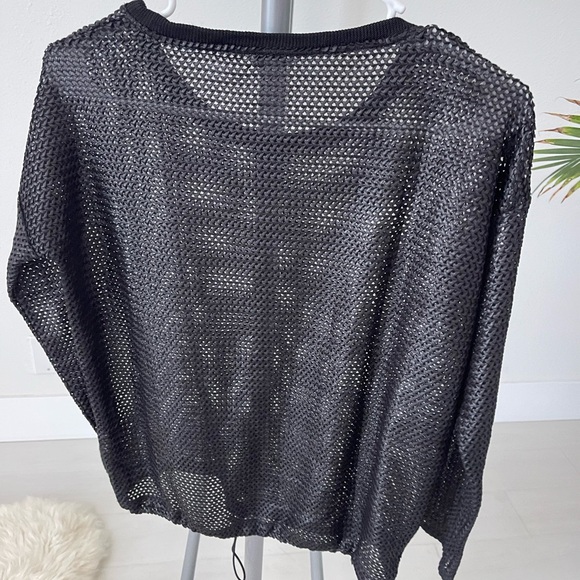 Calvin Klein Black Mesh Long Sleeve Top - Picture 2 of 2